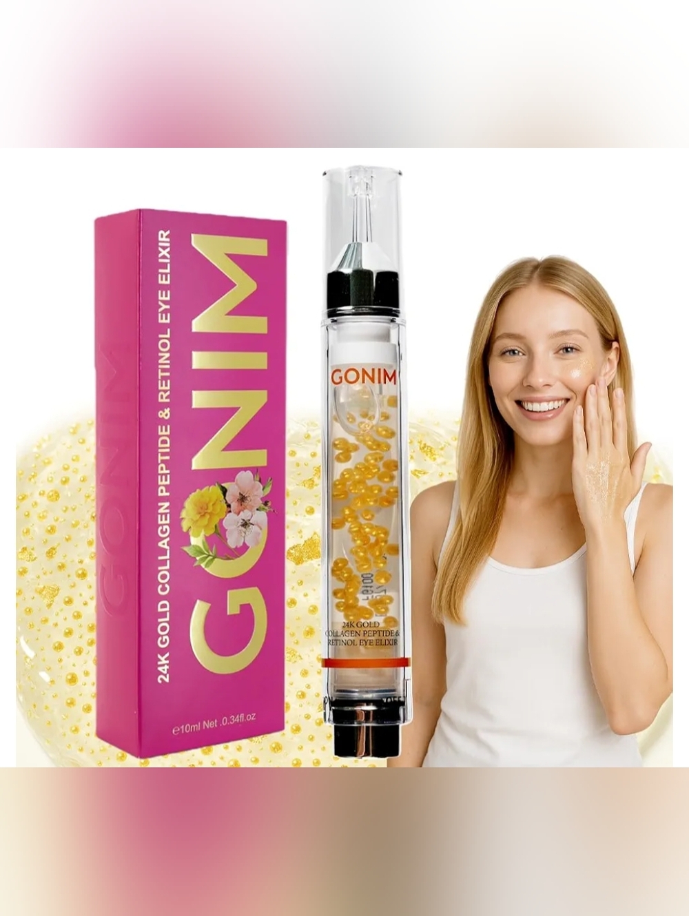 GONIM Eye Gel 24k Gold Collagen Peptide & Retinol Eye Elixir